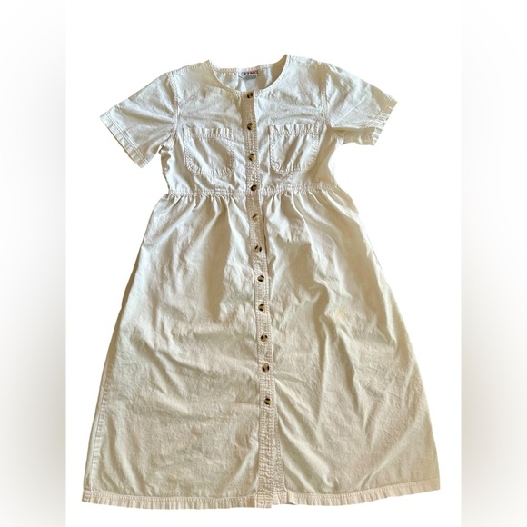 Fads Other - Vintage 90s FADS White Button Front Cotton Midi Dress Size M